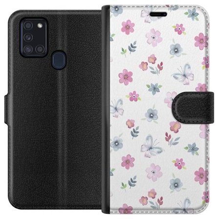 Plånboksfodral till Samsung Galaxy A21s med Blommor och fjärillar