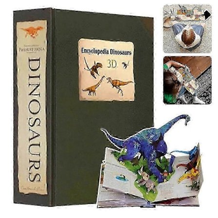 3D Encyclopedia Prehistorica Dinosaurer, Sjov Dinosaur Encyclopedia 3D Billed Pop Op Bog Fødselsdagsgave til Børn(h)
