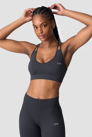Ribbed Define V-neck Sports Bra Dusty Black