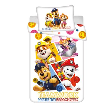 Paw Patrol Teamwork barnen sängkläder täcke 100×135 cm, 40×60 cm