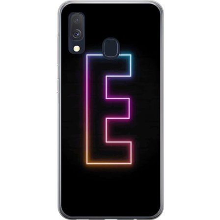 Kompatibelt Mobildeksel til Samsung Galaxy A40 Minimalistisk neonbokstav E i lyse farger mot mørk bakgrunn i moderne og elegant design
