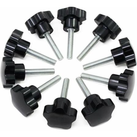 M8*40 hoveddiameter 32mm 10 blommestjerne sekskantet plasthåndtag skrue plasthåndskrue sætskrue egnet til værktøjsrum