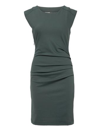 India Round-Neck Dress Knälång Klänning Grön Kaffe