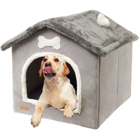 Sammenleggbart Hundehus Kennel Seng | Lukket Varm Plysj Sovende Rede Seng med Avtakbar Pute | Plysj Kjæledyrhus Hund Katt Kennel