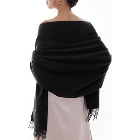 Dam Scarves Pashmina Sjal och Wraps för Bröllop Scarfs för Kvinnor Vinter-svart