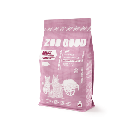 ZOO GOOD - Sterilisert Adult - Kornfritt svinekjøtt og lam 2 kg - Katt - Kattefôr & kattemat - Tørrfôr for katt - ZOO.no