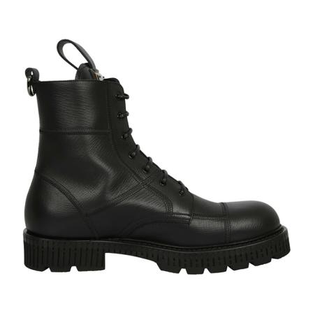 Dolce & Gabbana Boarded Calfskin Støvler with Extra-light Sole Sort, Herre, Størrelse: 45 EU