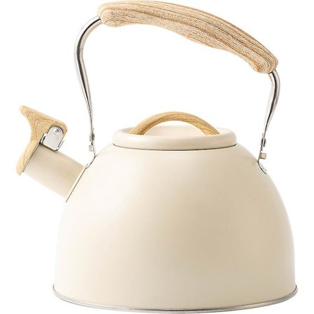 Komfyrtopp plystrekjele, tekjele i rustfritt stål med tremønster sammenleggbart håndtak for induksjon av gasskomfyr, 3l