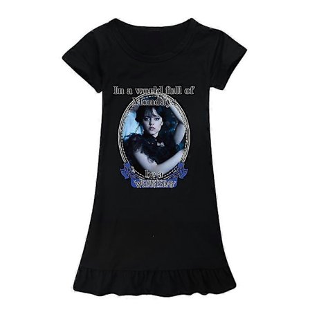 Flickor Barn Nattlinne Nattklänning Onsdag Addams Prinsessa Pyjamas Sovkläder Nattlinne 7-12 år