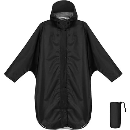 Vanntett Regnponcho Regnjakke med Hetter og Ermer, Lett & Vindtett Regnklær Regnjakke