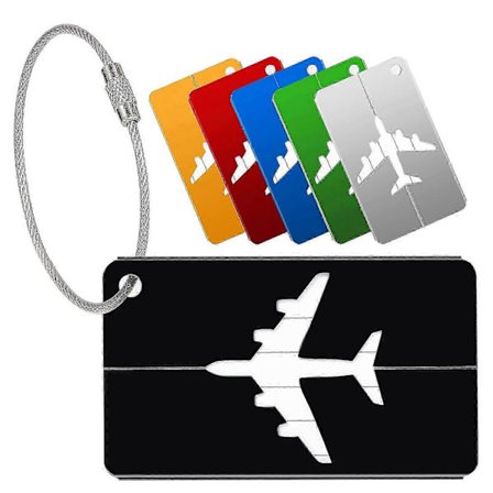 Pakke med 6 bagagemærker Kuffert Aluminium Bagagemærker Bagagemærker med adresselabel Rustfrit stål kabel Vandtæt Pvc Bagage Håndtaske Mærke Kuffert