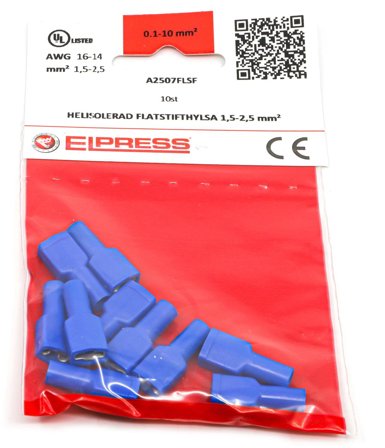 Elpress A2507FLSF-CP Flatstifthylsa AWG: 14-15, isolerad, Installationsmaterial