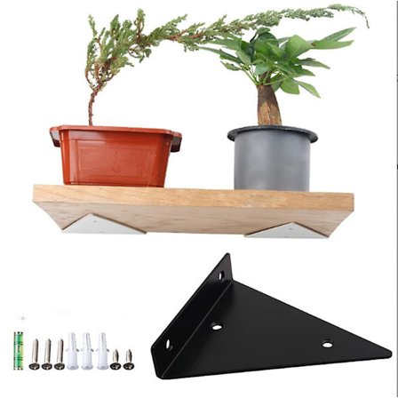 Flytande metall Triangel Hylla Fäste Dold Vägg Hylla Fäste Sovrum Vardagsrum Badrum Gör själv dekorationsfäste 2st (130*140mm, svart)