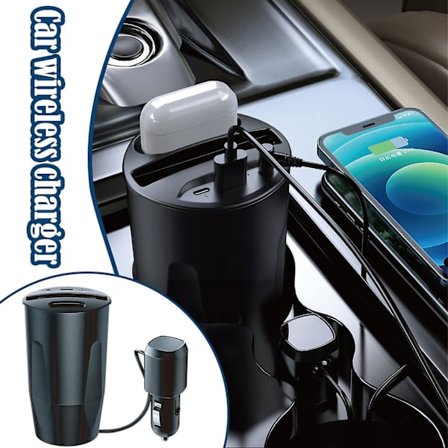Trådløs biloplader i kopholder til Airpods, USB-hurtigoplader til bil, multifunktionel telefonholder til bil C1e3