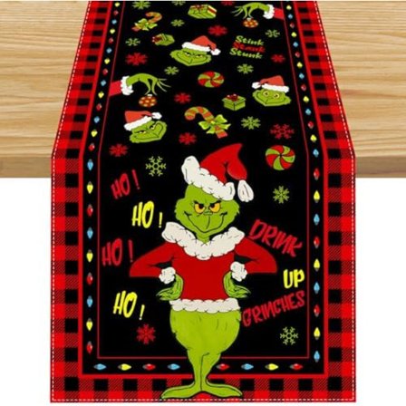 Linned Rød Juledug Bordløber Glædelig Jul Jule Buffalo Plaid Tern Vinter Ferie Hjem Køkken Spisestue 13x72"