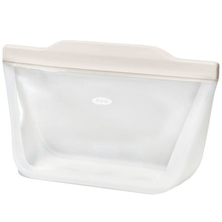 OXO Gjenbrukbar stående silikonpose 0,946 liter' - 'TransparentHvit