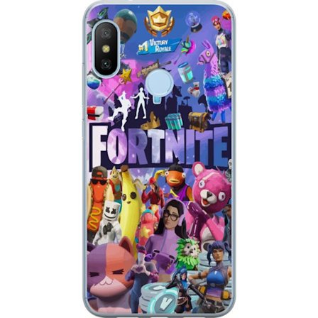 Kompatibelt Mobildeksel til Xiaomi Mi A2 Lite Fortnite kollasje Victory Royale karakterer skinner plyndre fargerik Fortnite spill design