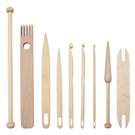 9 stk. væveværktøj træ håndvæv strikkesæt hæklenål strik gobelin vævning tilbehør DIY