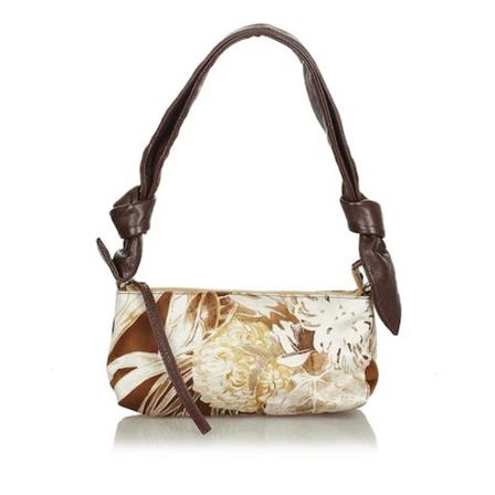 Salvatore Ferragamo Pre-owned, Floral Satin Shoulder Bag Bruin, Dames, Maat:ONE Size