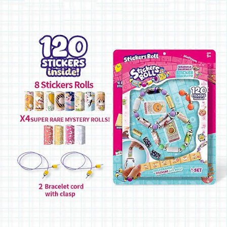 Sticki Rolls Kreativ Boksett Med 120 Klistremerker, Brukbare Klistremerkearmbånd, 1000+ Samleobjekt Klistremerker (LGL)