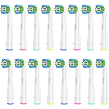 16-pack Precisionsborsthuvuden, kompatibla med Braun Oral B eltandborste, djup och exakt rengöring.
