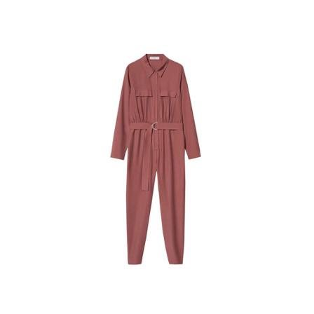 Mango Lang jumpsuit med bælte Pink, Dame Buksedragter