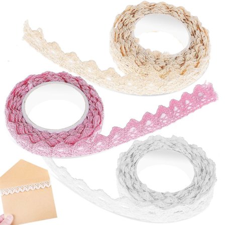 Ruller Blondebånd Selvklebende Heklet Blondebånd Klesdekorasjon Gaveinnpakning Håndverksmateriale (100.00X1.60X0.20CM, Som Bildet Viser)