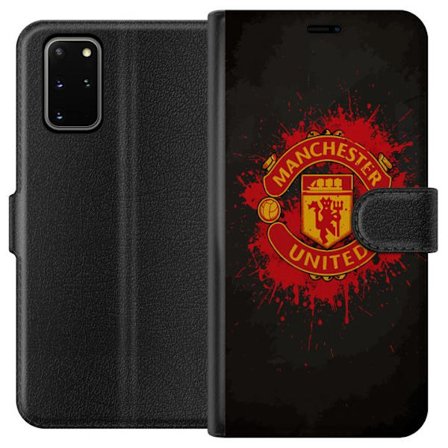 Kompatibelt Lommeboketui til Samsung Samsung Galaxy S20+ Manchester United logo i rød og gul farge med røff sportslig bakgrunn
