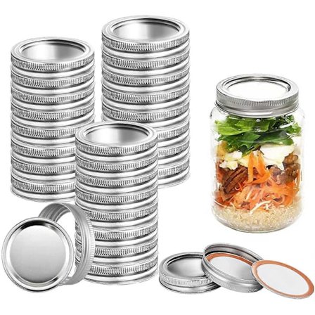 24-pakke konserveringslåg, almindelige Mason Jar-låg og ringe, delt lækagesikre opbevaringshætter