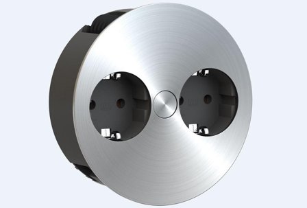 BACHMANN TWIST 2S Pistorasia upotettava, 2 x suko ruostumatonta terästä, Kytkimet & pistorasiat