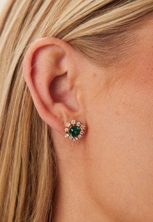 LILY AND ROSE - New Emily Earrings - Emerald - Kläder - - Bubbleroom
