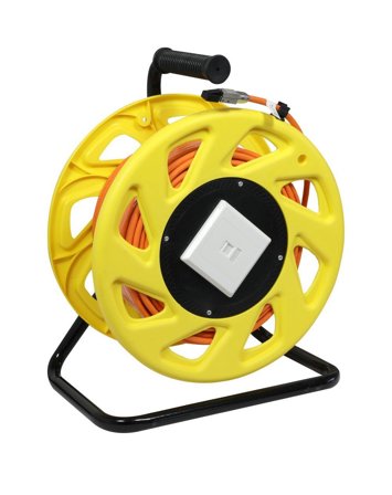 SYNERGY Kabeltrommel, CAT6A, 50m, CAT7A Rohkabel S-STP(S/FTP), mit 1x Buchse/Stecker RJ45(CAT6A), LSZH, Synergy 21