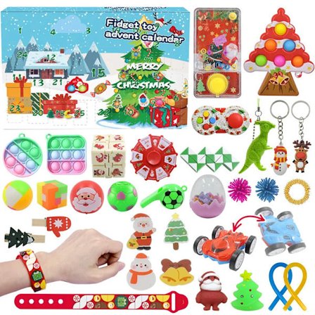 24 stk/sett Adventskalender Fidget Leker Julenissen DIY Juletre Hengende Anheng 2023 Jul Nedtellingskalender Leker for barn{FY}