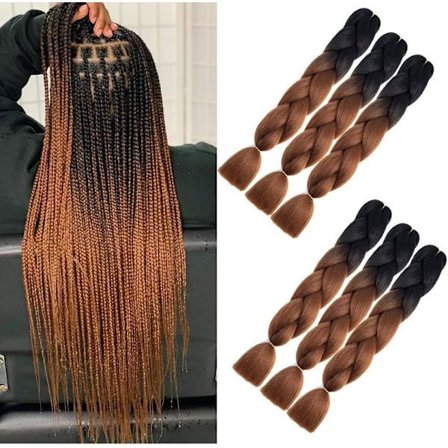 6-pack jumboflätningshår, 100 % jumboflätor, 24 tums hårförlängningar