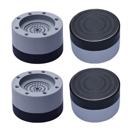 4 stk. Anti-vibrations puder, gummi støjreduktion & vibration, justerbar højde vaskemaskine måtte (grå)