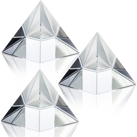 3 pakkausta kirkkaita kristallipyramideja, 2,4" kristallipyramidi prisma, lasinen paperipaino pyramidi työpöydän koriste valokuvaukseen, meditaatioon,