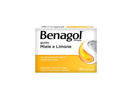 Benagol Antisettico per Bocca e Gola 36 Pastiglie Miele e Limone