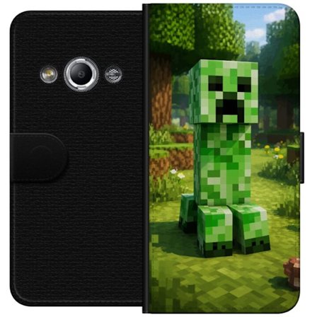 Kompatibel Tegnebogsetui til Samsung Galaxy Xcover 3 Blok-baseret Creeper-karakter i en grøn pixelverden, ikonisk spilillustration til børneværelse