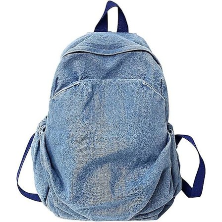 Unisex Casual Denim Rygsæk Håndtaske Tegnebog, Let Rygsæk Enkelt Skulder - Lyseblå