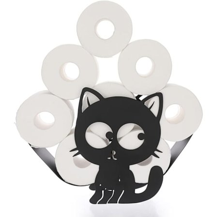 Toalettpappershållare Metall Pappershållare Kattungeform Pappersförvaring för Badrum (Svart)