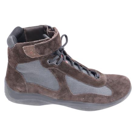 Prada Vintage Pre-owned America& Cup High Top Sneakers in Suede , Bruin , Heren , Maat: 42 EU