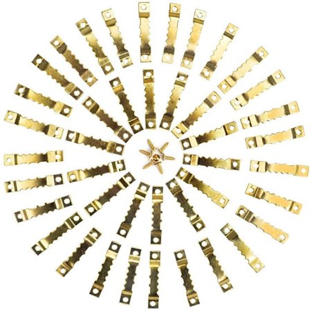 50 kamskjell + 100 skruer - Gull - Bildeopphengsett i rustfritt stål Bildeopphengsbeslag Bildeopphengskroker Bildeopphengsspeilkroker Assorterte P