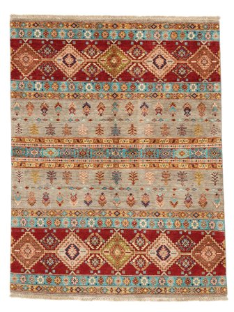Noué À La Main Shabargan Tapis 153X200 De Laine Marron/Orange Petit