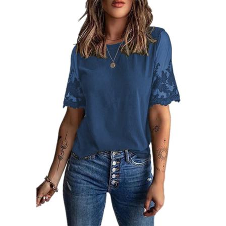 Kortärmade Kvinnor T-shirts Med Rund Hals