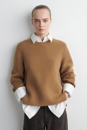 COS Women's Merino Wool Crew Neck Jumper in Beige