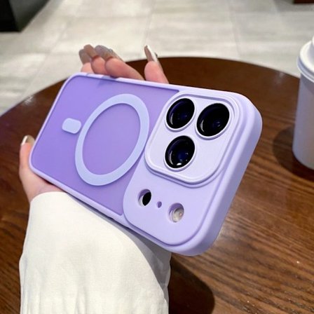 iPhone 17promax Ljuslila Skal Magnetisk Akryl Lins Skärmskydd Hud-Känsla