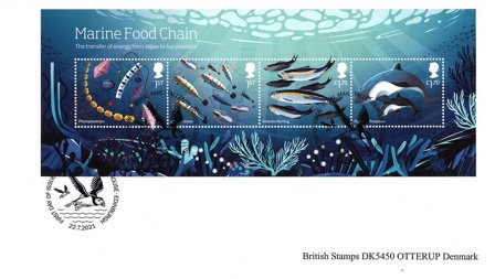 England - Kystens dyreliv - Stemplet miniark opklæbet