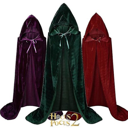 Sanderson Sisters Cape Mary Sarah Winifred Kostym Jul Vuxna Barn Medeltida mantel W W