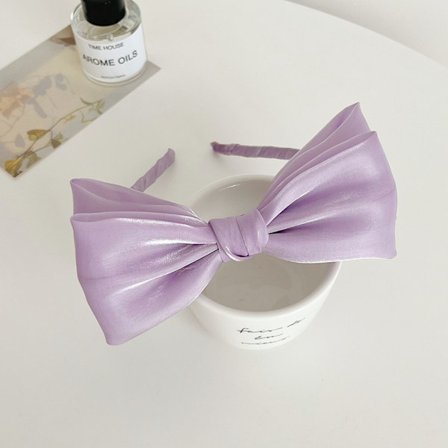 Mesh Bow Hårband Bright Silk Pannband LILA