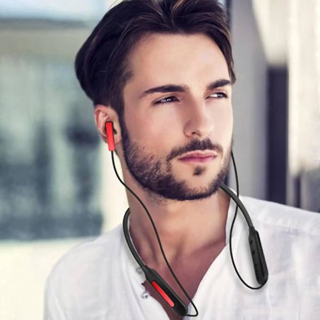 Bluetooth-hörlurar med nackband, hopfällbara och lätta, HIFI-ljud, BT5.0, löpning, sport, Bluetooth-headset, in-ear